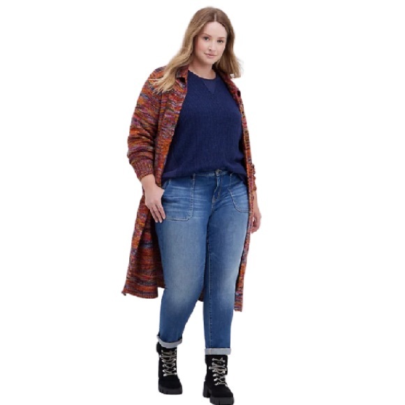 Torrid Navy Long Sleeve Waffle Notch Neck Shirt 5X - Picture 2 of 6